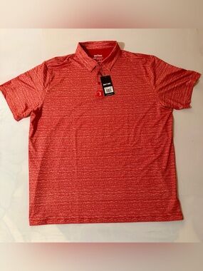 Bogey Bros Golf Polo Shirt Men’s 2XL Hidden Words Orange White NWT Stretch